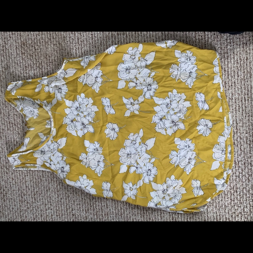 Chartreuse (yellow/green)and white floral blouse LOFT gently used
